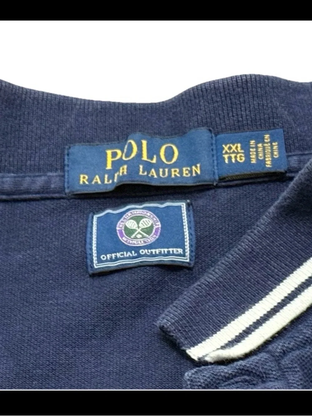 Vintage Polo Ralph Lauren Wimbledon Official Outfitter Polo Shirt Navy Blue XXL
